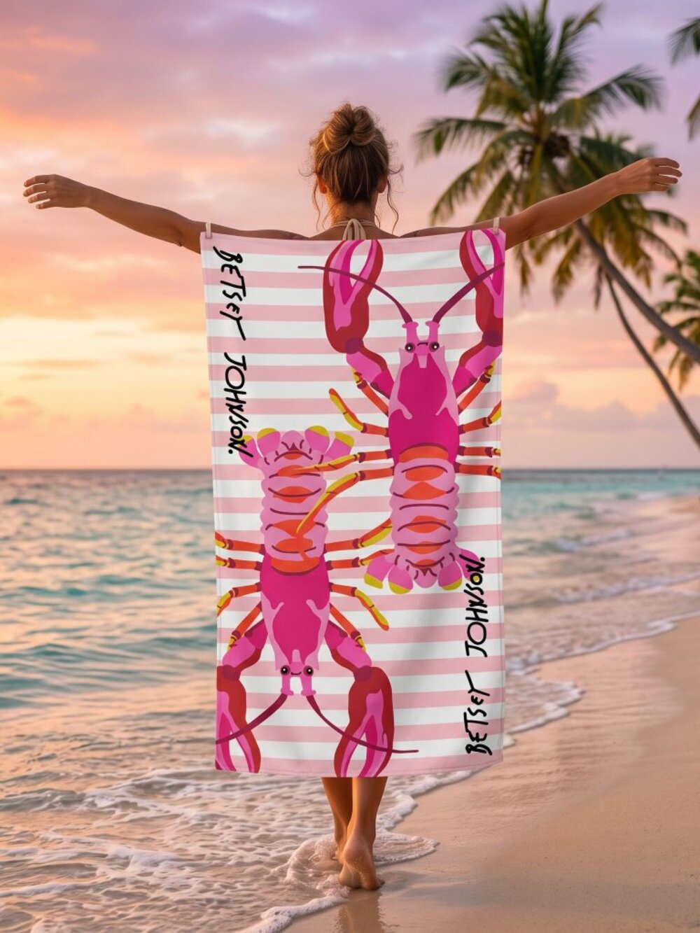 🦞🌴 Betsey Johnson Lobster Beach Towel – Bright, Playful & Summer Ready! 🌴🦞 - Picture 3 of 7